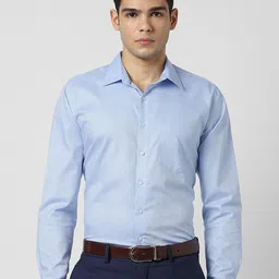 Van Heusen Men Textured Slim Fit Spread Collar Cotton Shirt-picture-14