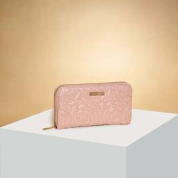 Forever Glam by Pantaloons Nude Pink Embroidered Zip Around Wallet-45