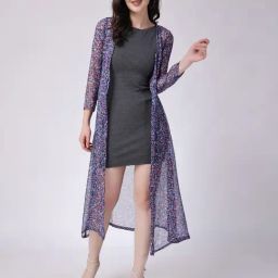 Scorpius Purple Floral Print Long Shrug-44