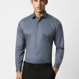 Van Heusen Grey Cotton Regular Fit Printed Shirt-image-48