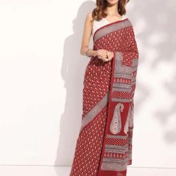 Fabindia Maroon Cotton Printed Saree-image-13