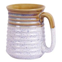 VarEesha Hand Crafted Studio Pottery White & Mustard Coffee Mugs (250 ml) - Set of 2 image 4