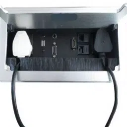 Techut Cable Cubby Pop Up Box With 2 Power Socket ,2 Lan,1 HDMI,1 VGA,1 USB and 1 Audio & AV Multimedia Media Streaming Device (Black) image 2