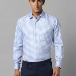 Louis Philippe Blue Cotton Regular Fit Checks Shirt-picture-22
