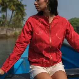 Okhai Maritime Red Pure Cotton Hand Embroidered Jacket-picture-48
