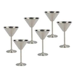 HAZEL Silver Stainless Steel Martini Drinking Glass (0.2 L) - Set of 6-picture-27