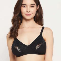 Clovia Black Cotton Lace Work Maternity/Nursing Bra-picture-48