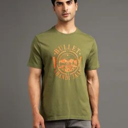 Royal Enfield Dark Green Regular Fit Print T-Shirt-46