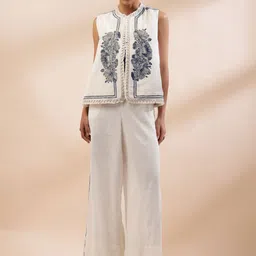 Kyra Women Geometric Cotton Tailored Jacket with Embroidered-image-81