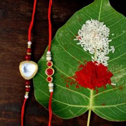 Karatcart Gold-Plated Kundan Rakhi with Roli Chawal & Greeting Card for Brother - Set of 2-30
