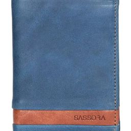 SASSORA Izan Navy & Tan Small Leather Bi-Fold Notecase for Men-11