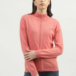 United Colors of Benetton Pink Wool Regular Fit Cardigan-image-76