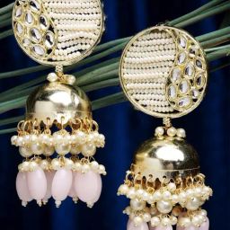 Karatcart Pink Jhumki Earrings for Women-12