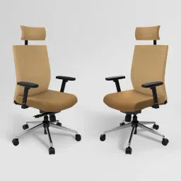 Godrej Interio Prime Beige Nylon High Back Chair-image-12