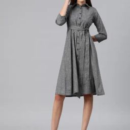Cottinfab Grey Cotton Regular Fit Shirt Dress-picture-16