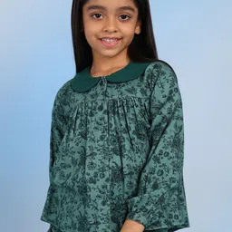 The Tribe Kids Floral Print Peter Pan Collar Cotton Top-picture-32