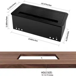Techut Cable Cubby Pop Up Box With 2 Power Socket ,2 Lan,1 HDMI,1 VGA,1 USB and 1 Audio & AV Multimedia Media Streaming Device (Black) image 4