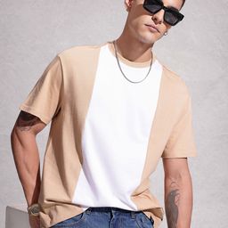 WROGN Colourblocked Drop-Shoulder Sleeves Pure Cotton T-shirt-image-20