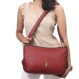 Hidesign Kiboko 02 Red Stitched Leather Sling Bag-image-16