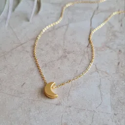 DressBerry Stainless Steel Gold-Plated Moon Shaped Minimal Chain-image-24