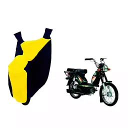 Auto Pearl Waterproof Two Wheeler Cover For TVS XL Super (Yellow & Blue)-image-78