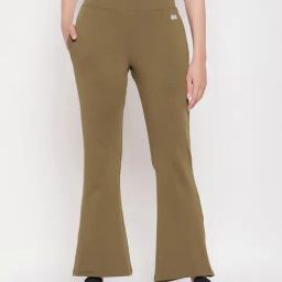 Clovia Green Cotton High Rise Yoga Pants-image-29
