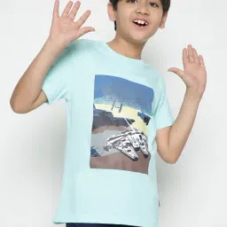 Lil Tomatoes Kids Light Blue Printed T-Shirt-image-42