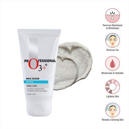 O3+ Milk Scrub Enriched with Macadamia Nuts Extracts for Clean & Bright Complexion, 50g image 2