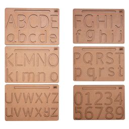 Mini Leaves Wooden Alphabets and Numbers Tracing Board All in one - Brown-16