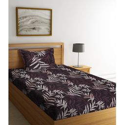 Single Arrabi Bed Cotton Bedsheet and Pillow Cover  Brown-image-32