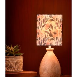 Green Girgit Wooden Dome Table Lamp Pink Floral Shade-27