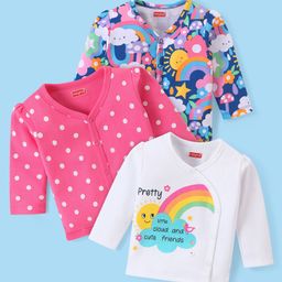 Babyhug 100% Cotton Knit Full Sleeves Rainbow Printed Set Of Vests Pack Of 3 - Multicolor-picture-18
