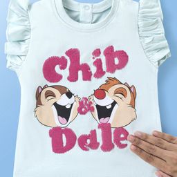 Babyhug Disney Cotton Knit Frill Sleeves Tee With Chip'n Dale Reversible Sequins - Blue-image-36