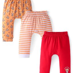 Doodle Poodle Cotton Interlock Striped Diaper Leggings Tiger Print Pack of 3 - Multicolour-image-42