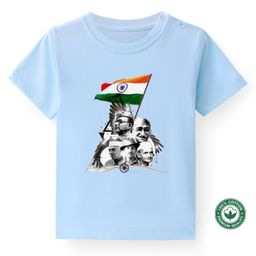 BLUSHES Independence Day Theme 100% Cotton Half Sleeves Freedom Fighters Printed Tee - Powder Blue-image-60
