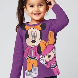 Babyhug Disney Single Jersey Knit Full Sleeves T-Shirt With Minnie Mouse Graphics - Purple-image-24