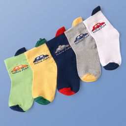 Doodle Poodle Knit Ankle Length Socks with Car Design Pack of 5 - Multicolor-picture-0