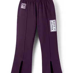 Pine Kids Knit Full Length Lounge Pant With Text Print - Purple-picture-46