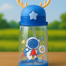Badal Kidz Deer HornPlastic Baby Silicone Straw Sipper Spill Proof Sipper - Blue - 600 ml-15