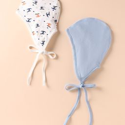 Ben Benny Interlock Knit Tie Knot Caps with Helicopter Print Pack of 2 White & Light Blue - Diameter 13 cm-picture-23