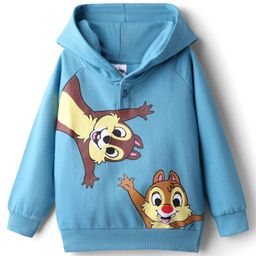 Babyhug Disney Terry Knit Full Raglan Sleeves Hooded Sweatshirt With Chip N Dale Graphics - Light Blue-picture-40