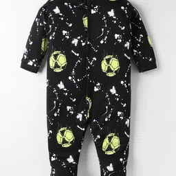 Kidi Wav Full Sleeves Football Printed Sleepsuit - Black-picture-47