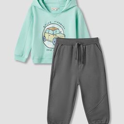 Juniors by Babyshop Boys Graphic Printed Cotton Hooded Sweatshirt With Joggers-picture-6