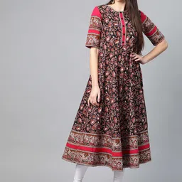 IKRASS Women Floral Printed Gotta Patti Anarkali Kurta-picture-16
