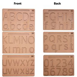 minileaves Mini Leaves Wooden Alphabets and Numbers Tracing Board All in one - Brown image 2