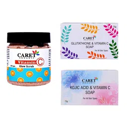 CARET ORGANIC Vitamin C Glow Scrub & Kojic AcidVitamin C Soap &Glutathione Soap Combo-31
