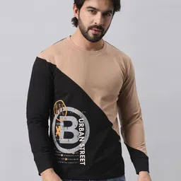 BE POSITIVE Colourblocked Round Neck T-shirt-picture-49