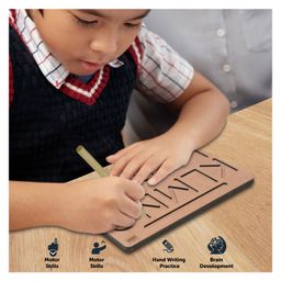 minileaves Mini Leaves Wooden Alphabets and Numbers Tracing Board All in one - Brown image 5