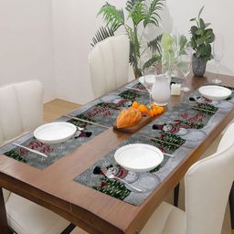 PRAKARTIK 6-Pcs Grey & Green Printed Cotton Dining Table Mats-27