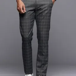 Allen Solly Men Checked Slim Fit Smart Casual Trousers-picture-17